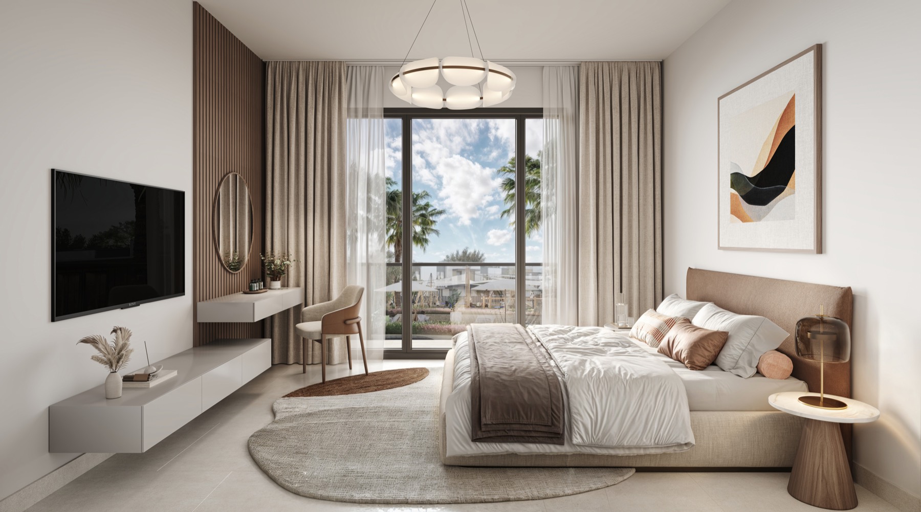 A bedroom with daylight at The Wilds Residences.