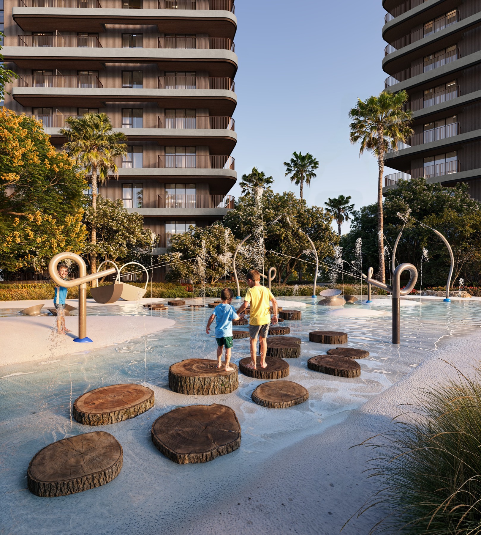A close landscape view among the residences at The Wilds.