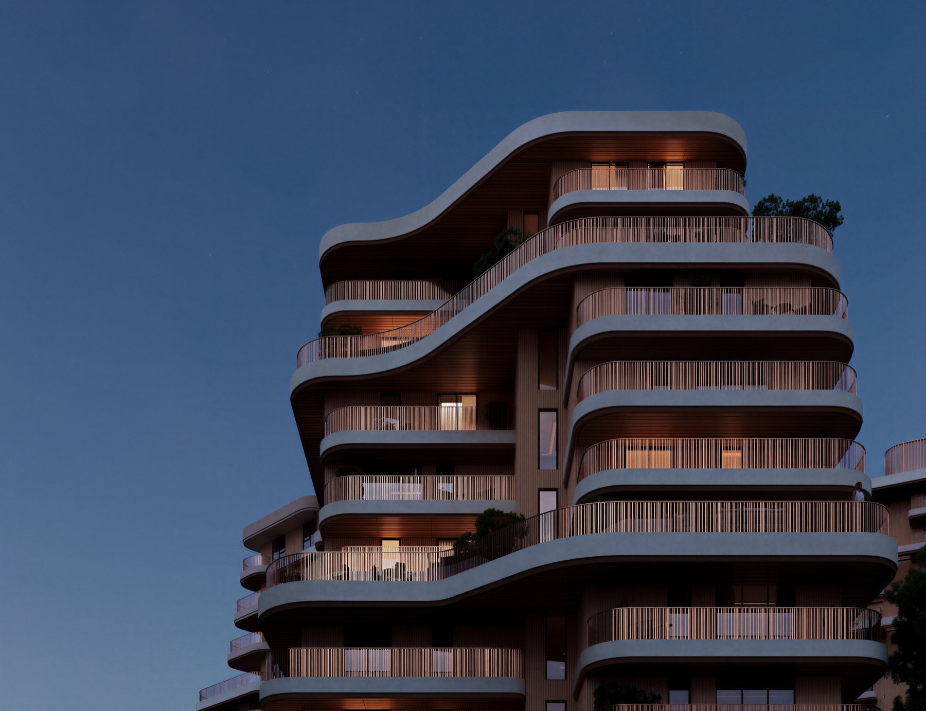 A second night view of The Wilds Residences.