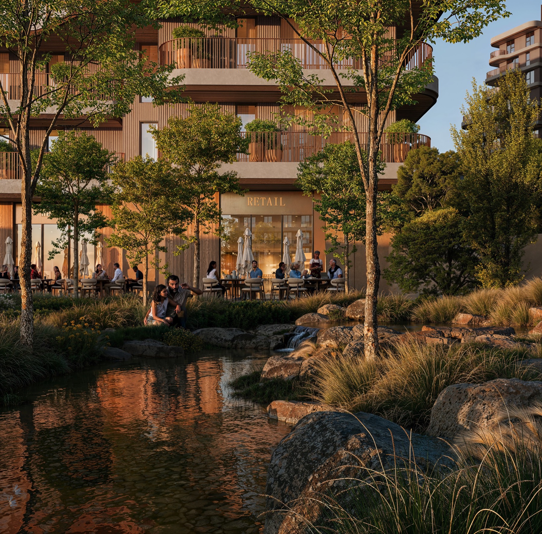 Low-rise architecture set into the greenery at The Wilds Residences.